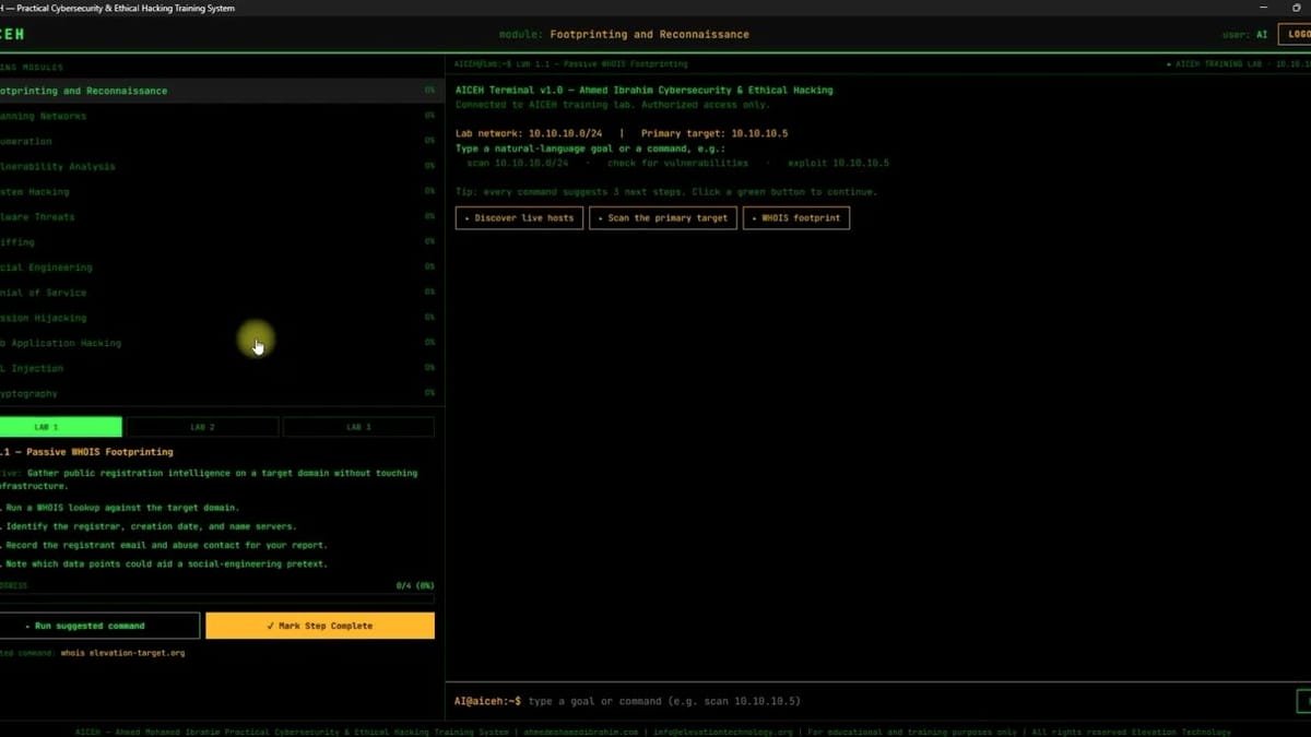 AICEH Practical Ethical Hacking interface