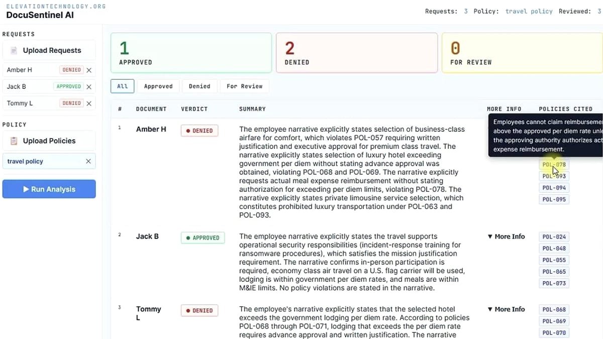 DocuSentinel interface