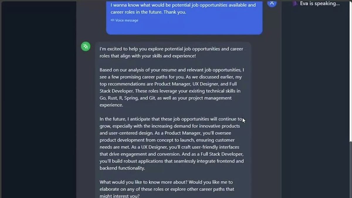 Eva Career Coach interface
