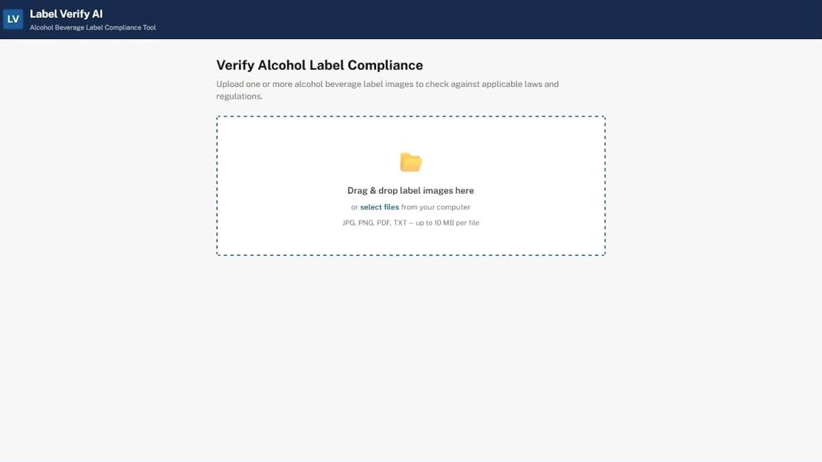 Label Verify AI interface